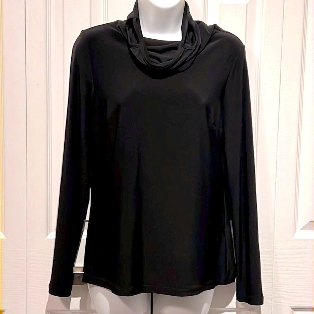 Frank Lyman Black Cowl Neck Top Size 6 NWT
